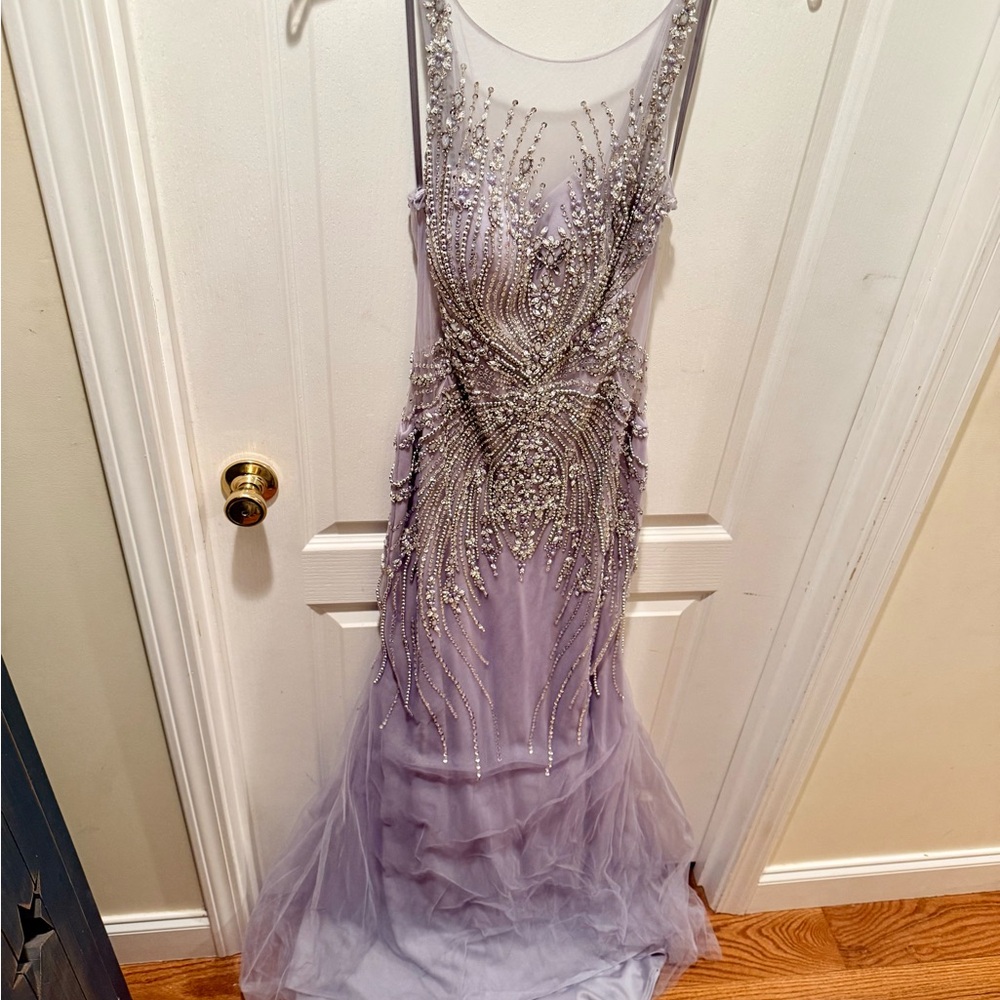 Elegant Lavender Beaded Evening Gown